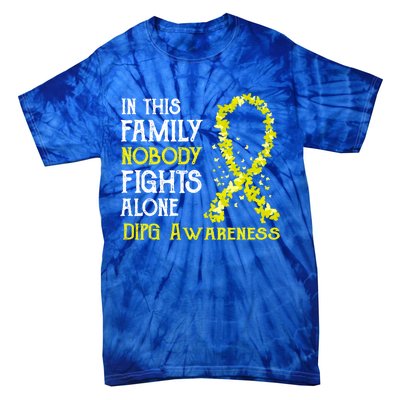 In This Family Nobody Fights Alone Dipg Gift Tie-Dye T-Shirt