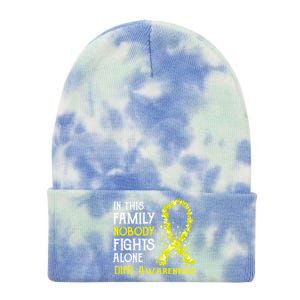 In This Family Nobody Fights Alone Dipg Gift Tie Dye 12in Knit Beanie