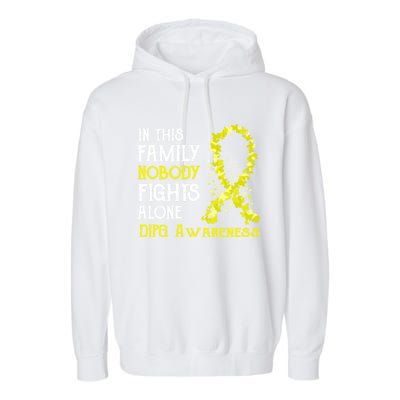 In This Family Nobody Fights Alone Dipg Gift Garment-Dyed Fleece Hoodie