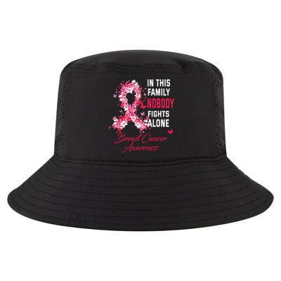 In This Family Nobody Fights Alone Breast Cancer Awareness Cool Comfort Performance Bucket Hat