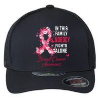 In This Family Nobody Fights Alone Breast Cancer Awareness Flexfit Unipanel Trucker Cap