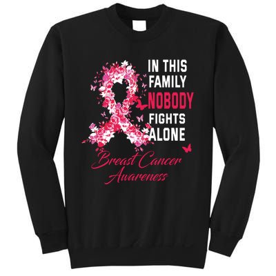 In This Family Nobody Fights Alone Breast Cancer Awareness Sweatshirt