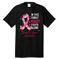 In This Family Nobody Fights Alone Breast Cancer Awareness Tall T-Shirt