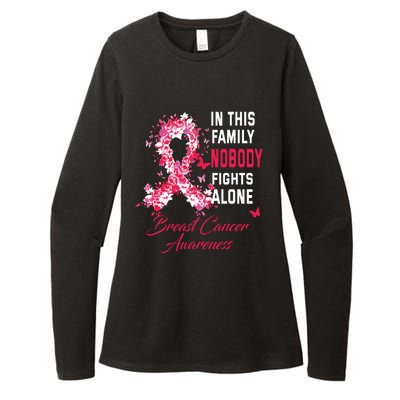 In This Family Nobody Fights Alone Breast Cancer Awareness Womens CVC Long Sleeve Shirt