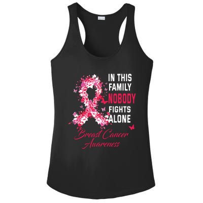 In This Family Nobody Fights Alone Breast Cancer Awareness Ladies PosiCharge Competitor Racerback Tank