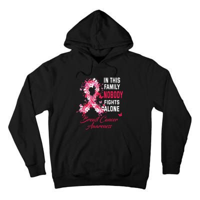 In This Family Nobody Fights Alone Breast Cancer Awareness Tall Hoodie