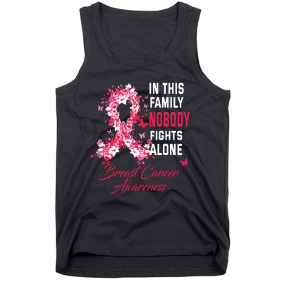 In This Family Nobody Fights Alone Breast Cancer Awareness Tank Top