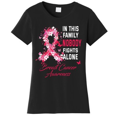 In This Family Nobody Fights Alone Breast Cancer Awareness Women's T-Shirt