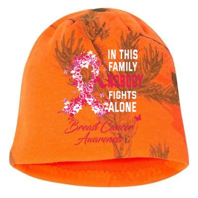 In This Family Nobody Fights Alone Breast Cancer Awareness Kati - Camo Knit Beanie