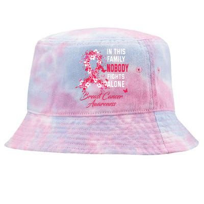 In This Family Nobody Fights Alone Breast Cancer Awareness Tie-Dyed Bucket Hat