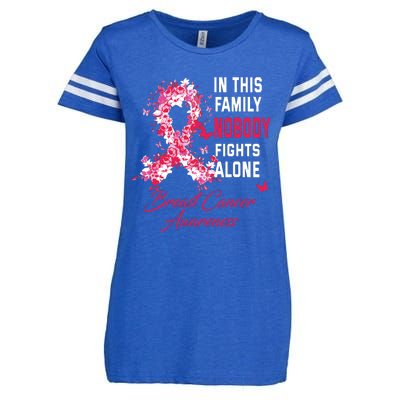 In This Family Nobody Fights Alone Breast Cancer Awareness Enza Ladies Jersey Football T-Shirt