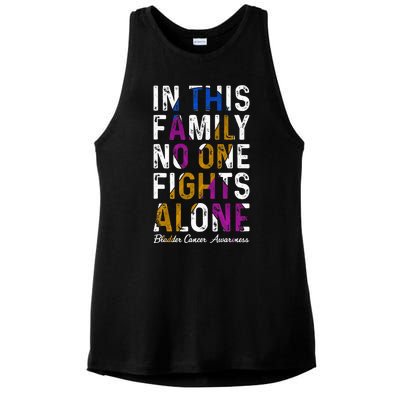 In This Family No One Fight Alone Bladder Cancer Awareness Ladies PosiCharge Tri-Blend Wicking Tank