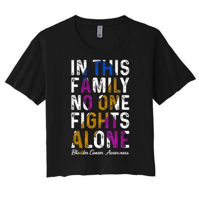 In This Family No One Fight Alone Bladder Cancer Awareness Women's Crop Top Tee