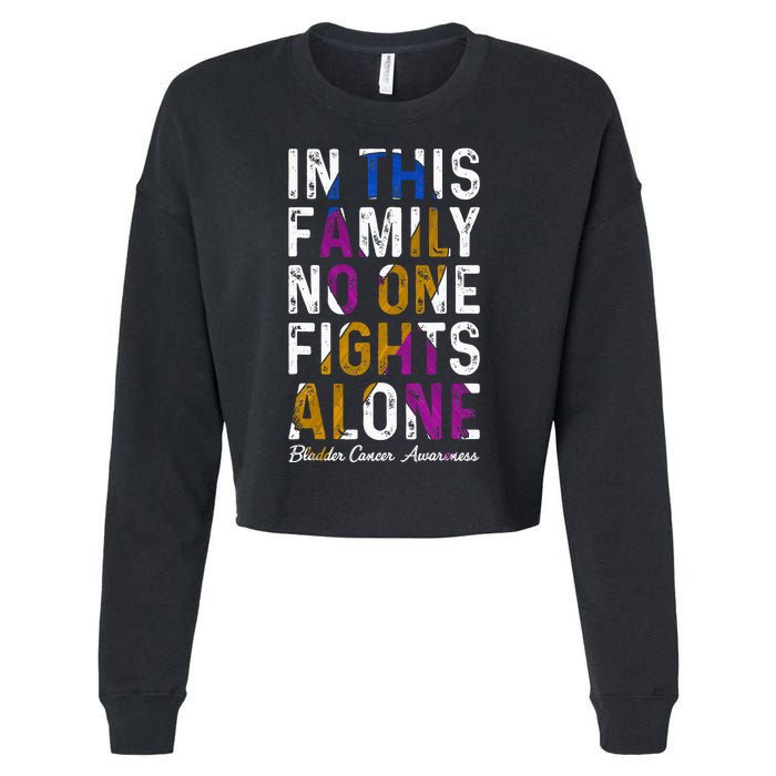 In This Family No One Fight Alone Bladder Cancer Awareness Cropped Pullover Crew