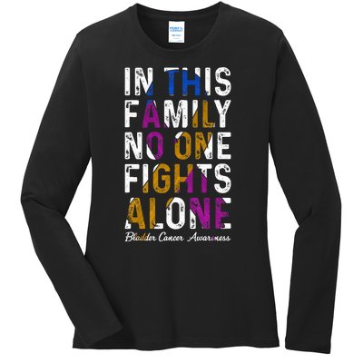 In This Family No One Fight Alone Bladder Cancer Awareness Ladies Long Sleeve Shirt