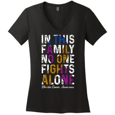 In This Family No One Fight Alone Bladder Cancer Awareness Women's V-Neck T-Shirt