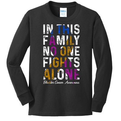 In This Family No One Fight Alone Bladder Cancer Awareness Kids Long Sleeve Shirt