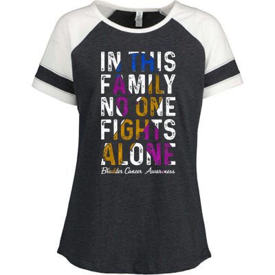 In This Family No One Fight Alone Bladder Cancer Awareness Enza Ladies Jersey Colorblock Tee