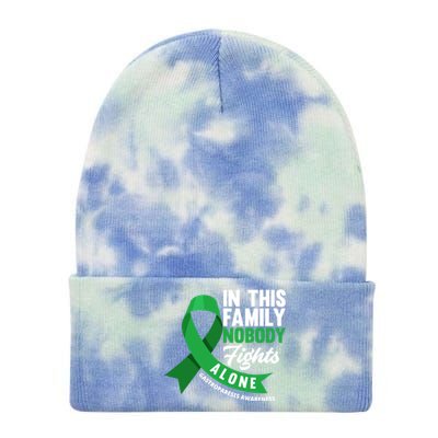 In This Family Nobody Fights Alone Gastroparesis Awareness Gift Tie Dye 12in Knit Beanie