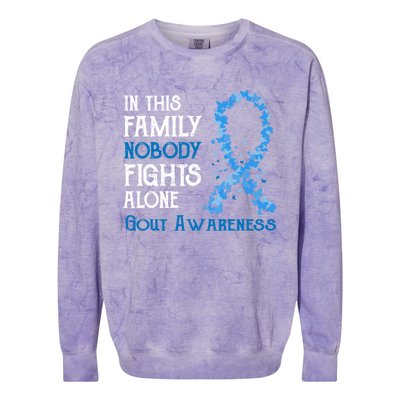 In This Family Nobody Fights Alone Gout Gift Colorblast Crewneck Sweatshirt