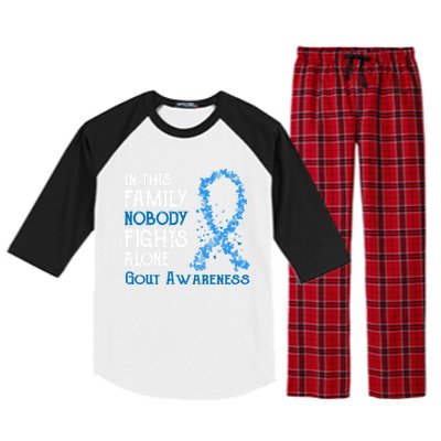 In This Family Nobody Fights Alone Gout Gift Raglan Sleeve Pajama Set