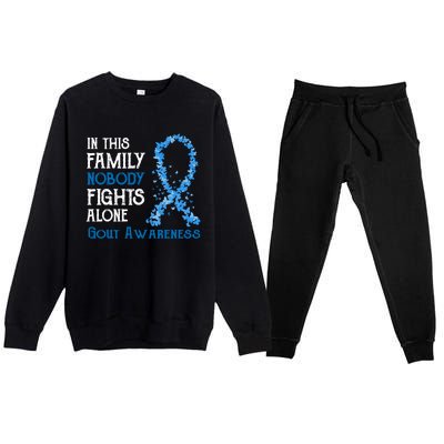 In This Family Nobody Fights Alone Gout Gift Premium Crewneck Sweatsuit Set