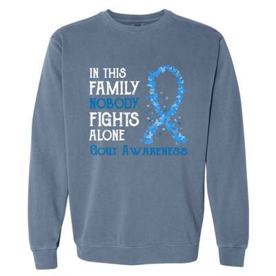 In This Family Nobody Fights Alone Gout Gift Garment-Dyed Sweatshirt