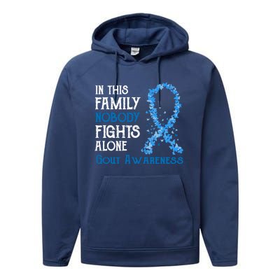 In This Family Nobody Fights Alone Gout Gift Performance Fleece Hoodie