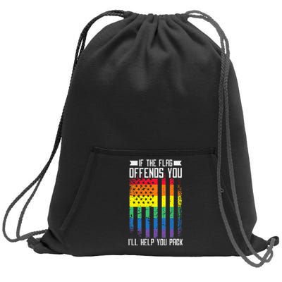 If The Flag Offends You I'll Help You Pack LGBTQ Sweatshirt Cinch Pack Bag