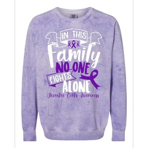 In This Family No One Fights Alone Ulcerative Colitis Awareness Colorblast Crewneck Sweatshirt