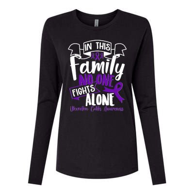 In This Family No One Fights Alone Ulcerative Colitis Awareness Womens Cotton Relaxed Long Sleeve T-Shirt