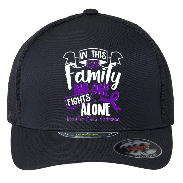 In This Family No One Fights Alone Ulcerative Colitis Awareness Flexfit Unipanel Trucker Cap