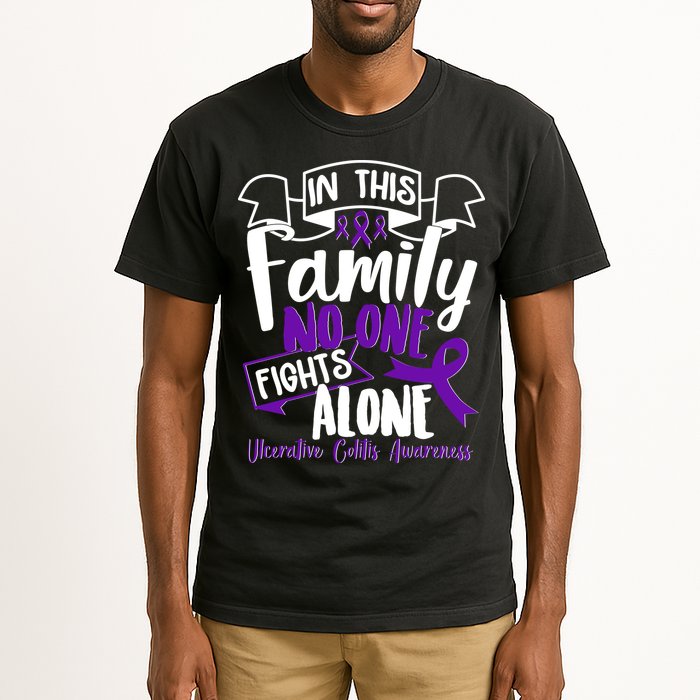 In This Family No One Fights Alone Ulcerative Colitis Awareness Tall T-Shirt