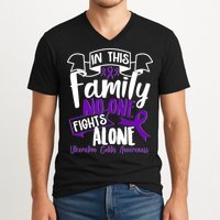 In This Family No One Fights Alone Ulcerative Colitis Awareness V-Neck T-Shirt