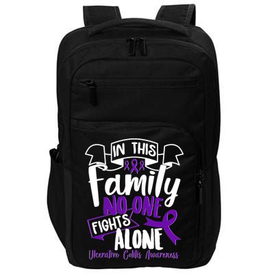 In This Family No One Fights Alone Ulcerative Colitis Awareness Impact Tech Backpack