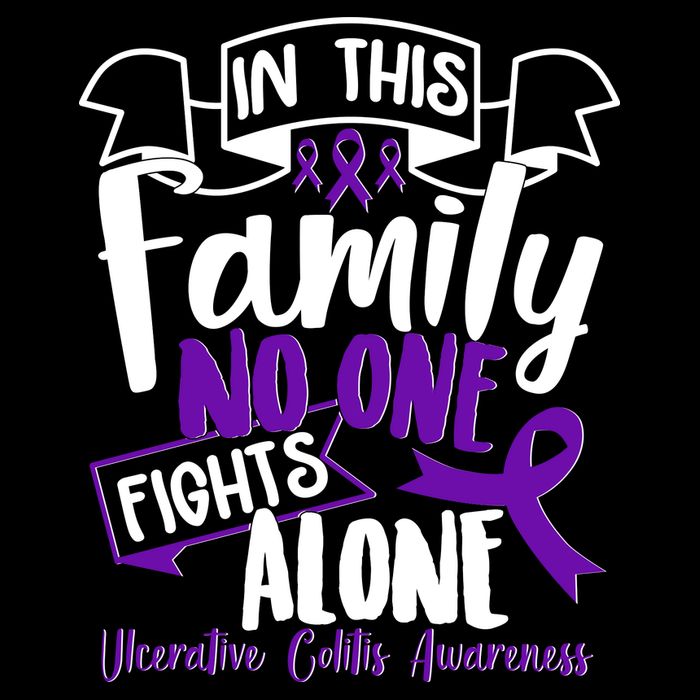 In This Family No One Fights Alone Ulcerative Colitis Awareness Impact Tech Backpack