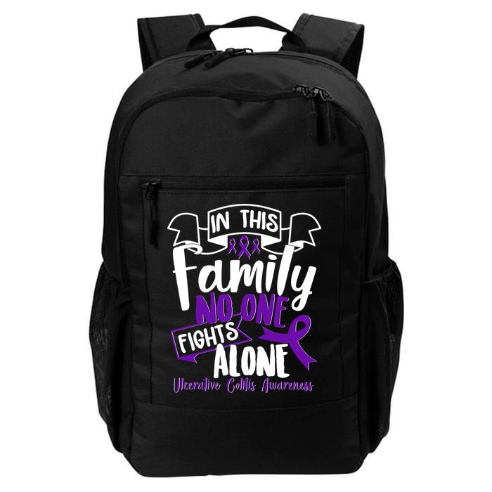 In This Family No One Fights Alone Ulcerative Colitis Awareness Backpack