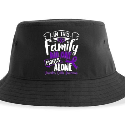 In This Family No One Fights Alone Ulcerative Colitis Awareness Sustainable Bucket Hat