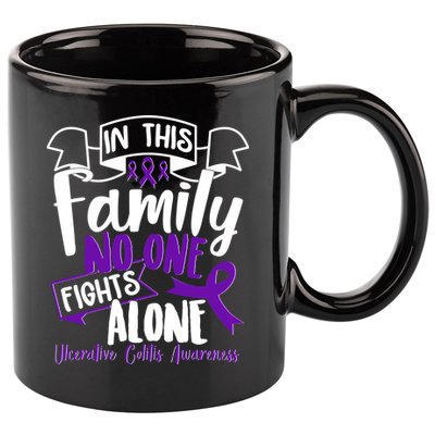 In This Family No One Fights Alone Ulcerative Colitis Awareness 11oz C Handle Ceramic Mug