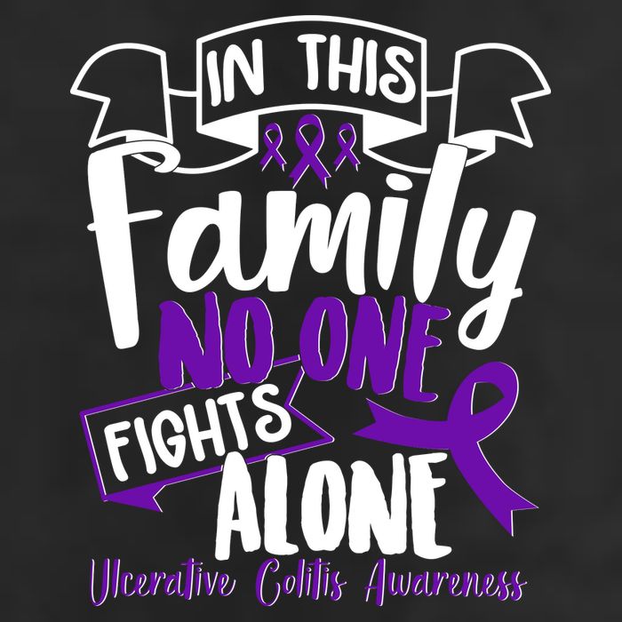 In This Family No One Fights Alone Ulcerative Colitis Awareness Beanie