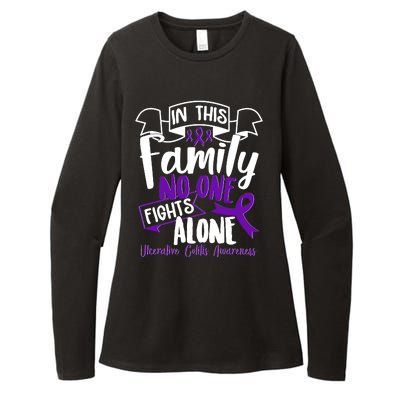 In This Family No One Fights Alone Ulcerative Colitis Awareness Womens CVC Long Sleeve Shirt