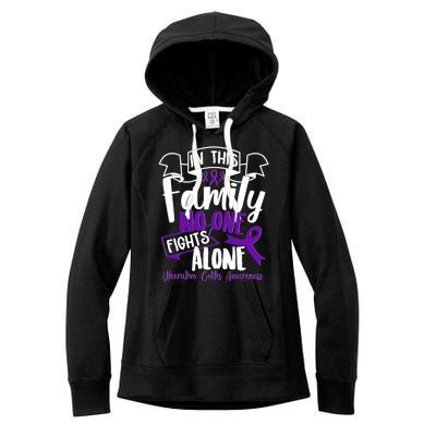 In This Family No One Fights Alone Ulcerative Colitis Awareness Women's Fleece Hoodie