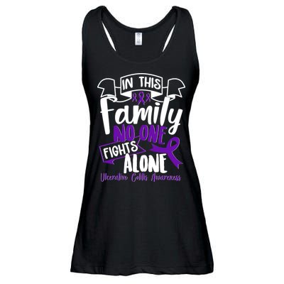 In This Family No One Fights Alone Ulcerative Colitis Awareness Ladies Essential Flowy Tank