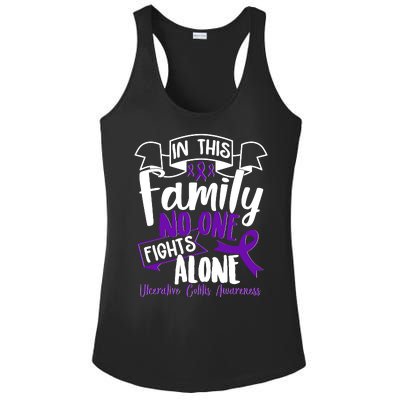 In This Family No One Fights Alone Ulcerative Colitis Awareness Ladies PosiCharge Competitor Racerback Tank