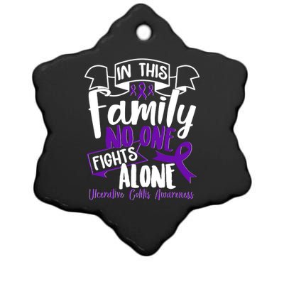 In This Family No One Fights Alone Ulcerative Colitis Awareness Ceramic Star Ornament