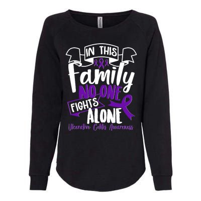 In This Family No One Fights Alone Ulcerative Colitis Awareness Womens California Wash Sweatshirt