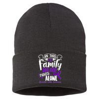 In This Family No One Fights Alone Ulcerative Colitis Awareness Sustainable Knit Beanie