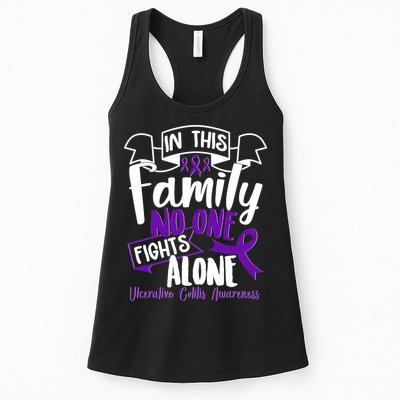 In This Family No One Fights Alone Ulcerative Colitis Awareness Womens Tank Top