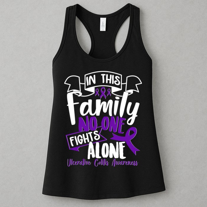 In This Family No One Fights Alone Ulcerative Colitis Awareness Womens Tank Top