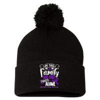 In This Family No One Fights Alone Ulcerative Colitis Awareness Pom Pom 12in Knit Beanie